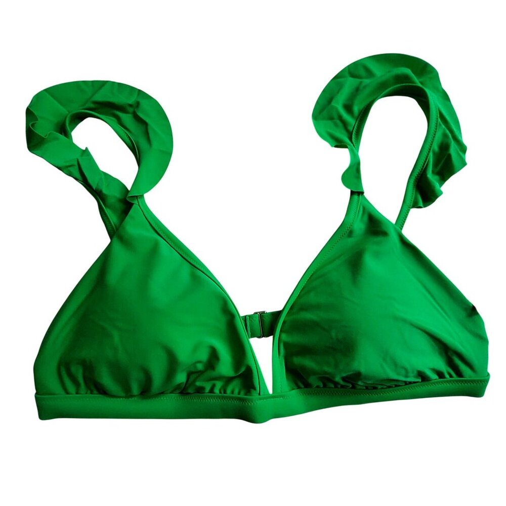 J.Crew Green Bikini TopSize  Large Nylon/Spandex Adjustable Straps New With Tags
